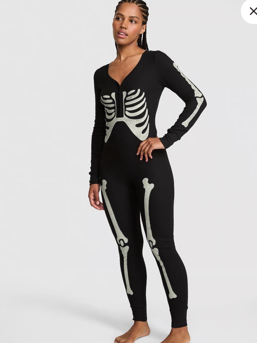 Victoria's Secret Pink Skeleton Onesie Halloween Size Large